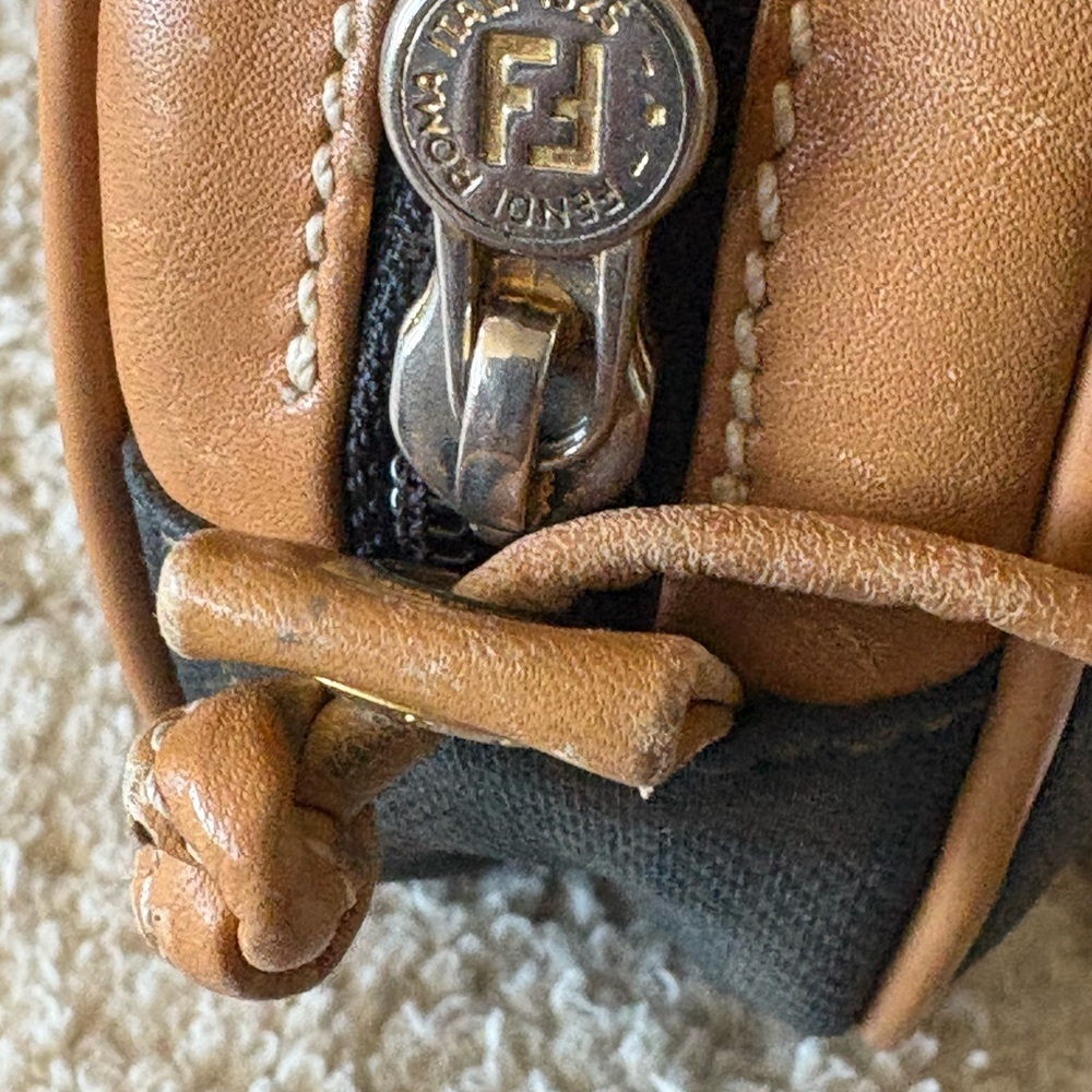 Vintage FENDI ROMA 1925 Brown and Tan Canvas and Leather Crossbody Bag - Picture 15 of 15